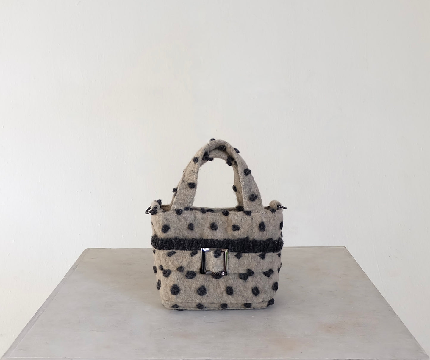 Wool Mini tote in beige-grey