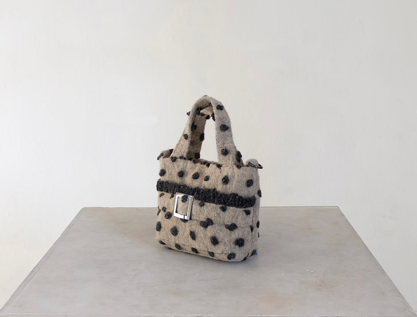 Wool Mini tote in beige-grey