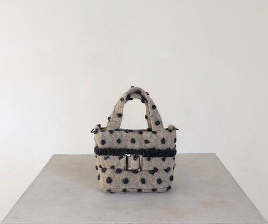 Wool Mini tote in beige-grey