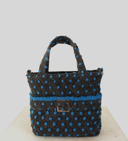 Wool Medium tote in grey-blue