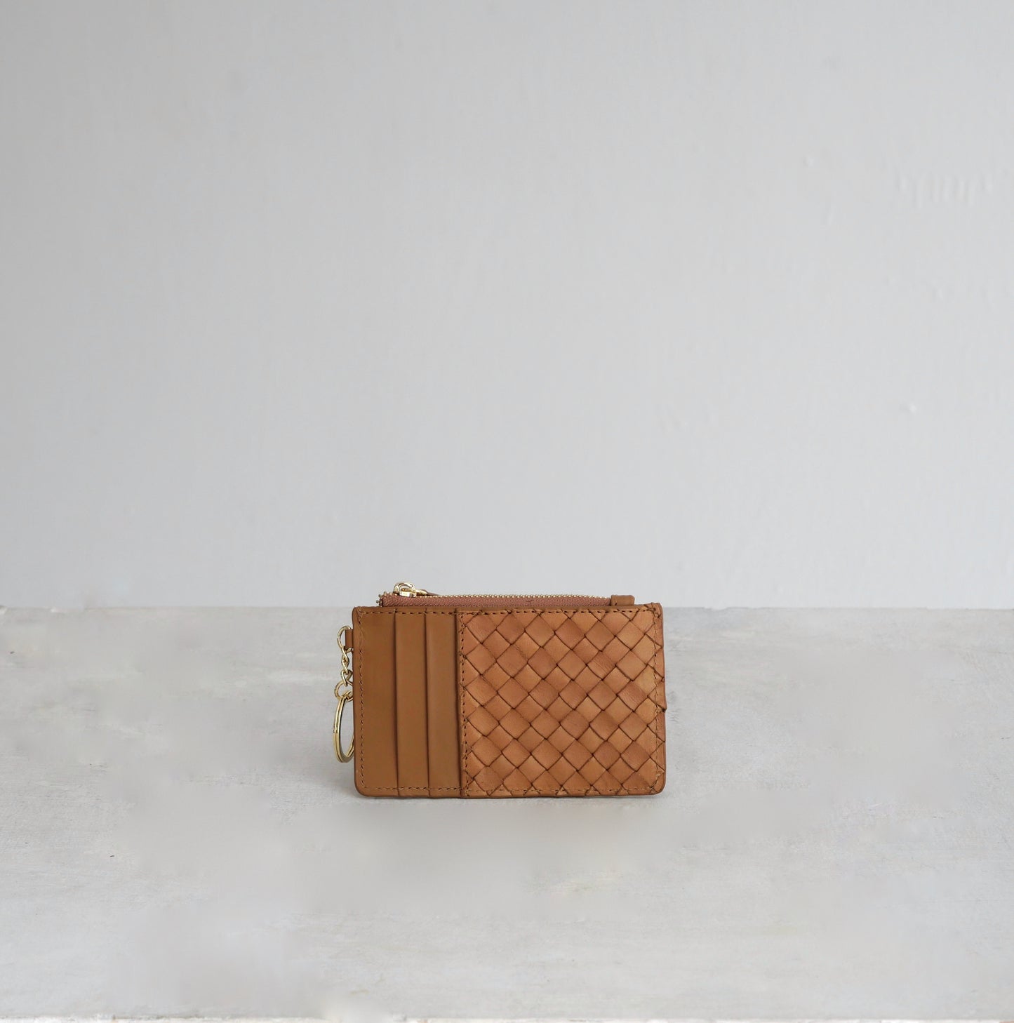 Card wallet in cognac brown